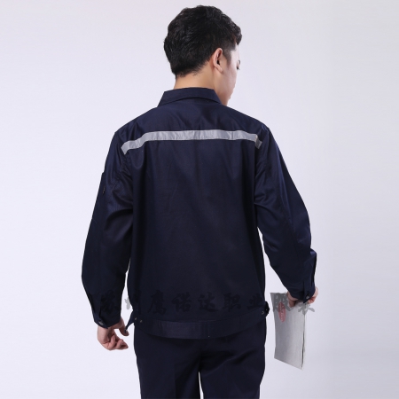 藏青拼米色涤棉线卡中石油工作服AC090-SY